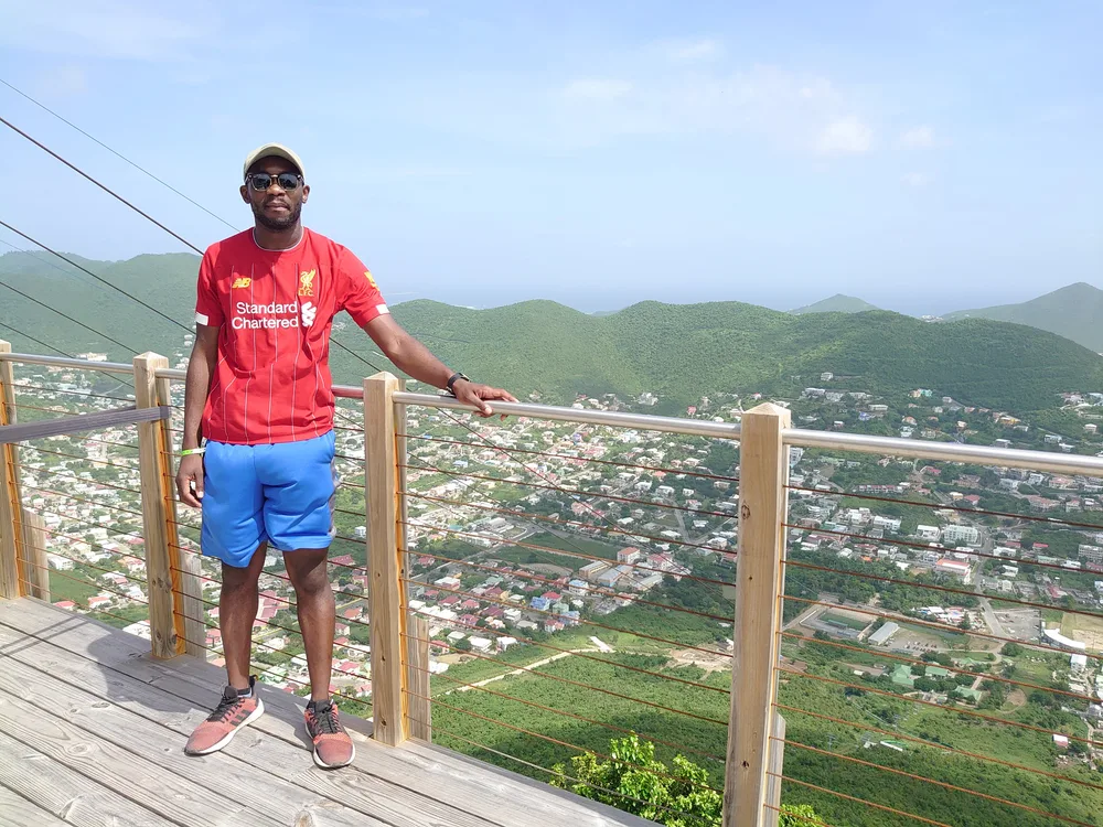 Overlooking a hillside town on a hiking trip