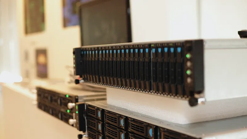 Rack-mounted storage servers with rows of drive bays