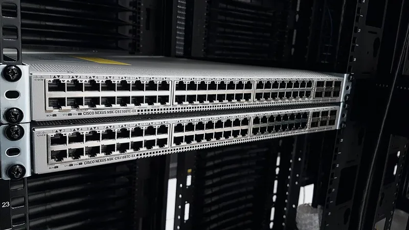 Rack-mounted network switches with patch ports in a server cabinet