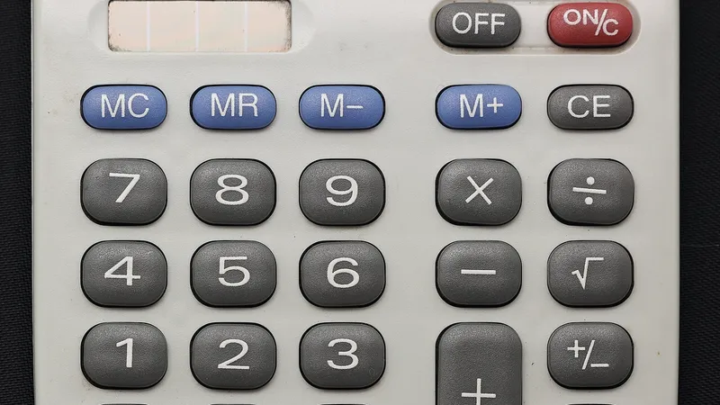 Close-up of calculator number keys